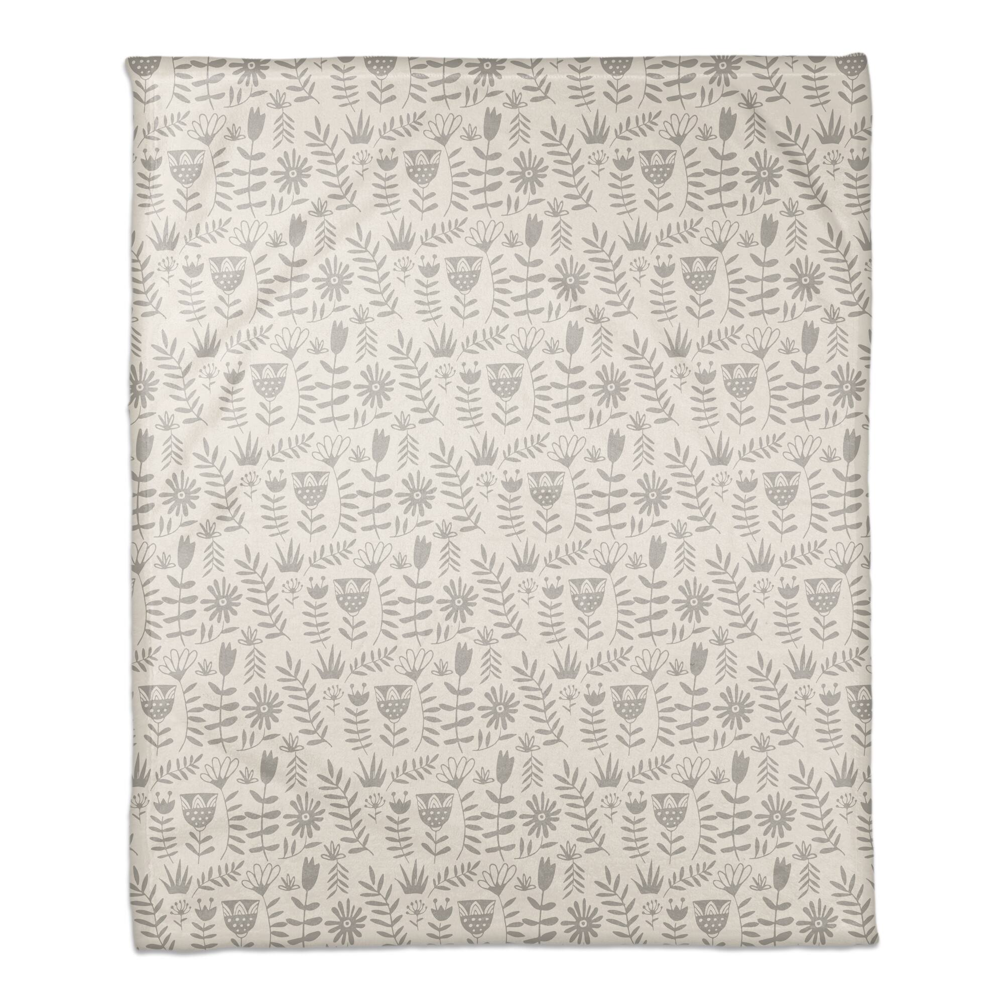 Mod Gray Florals 50" x 60" Coral Fleece Blanket